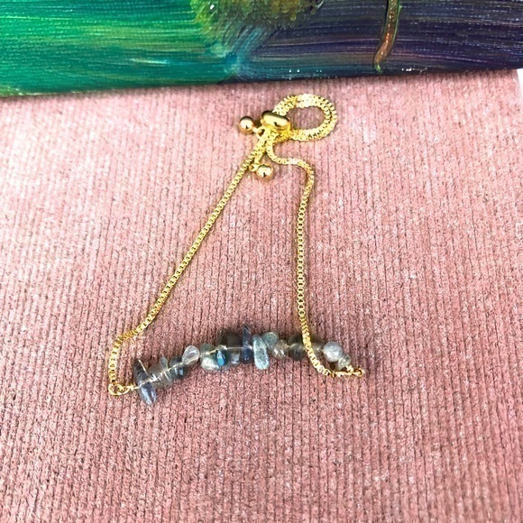 Raw Rutilated Quartz Gold Handmade Bracelet Nwt